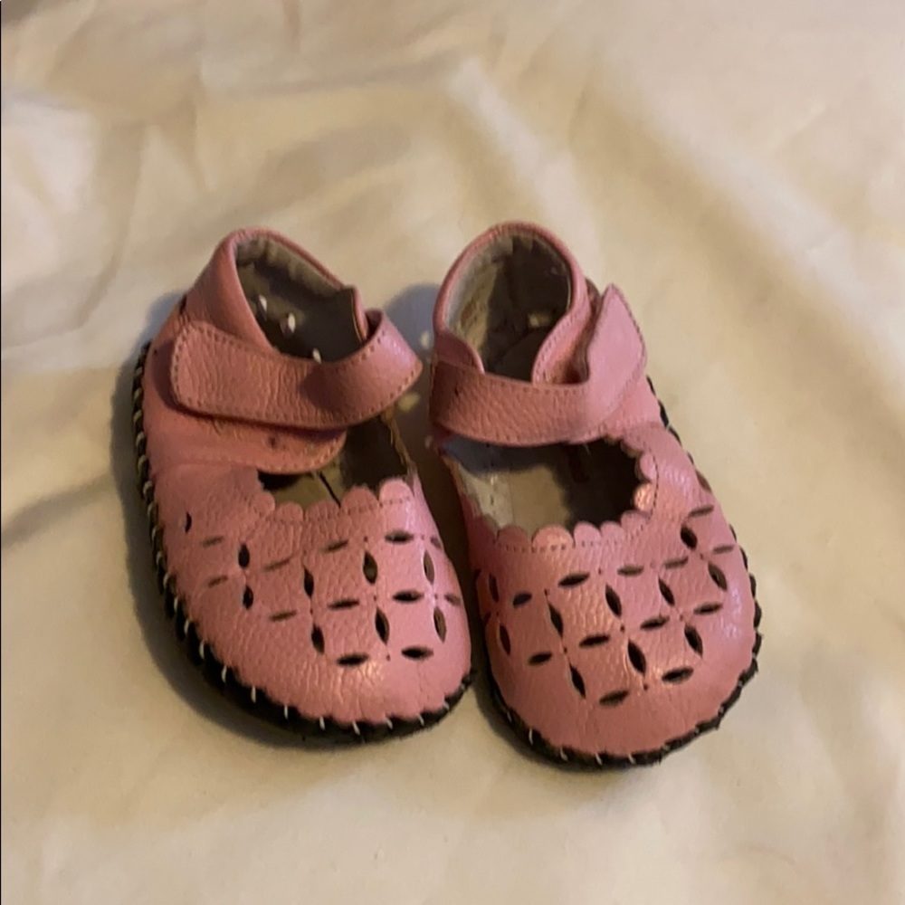 Pediped Pink Leather Baby Mary Jane Shoes